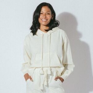 Cleobella L Jaidev Pullover Hoodie Cotton Sweatshirt in White